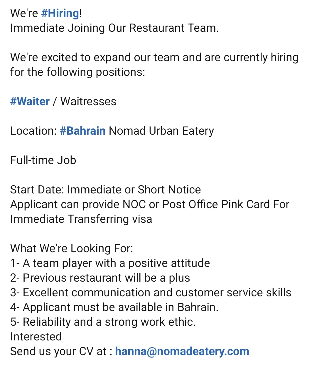 Waiter / Waitresses